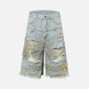 Concert Outfit Distressed Tie-Dye Denim Shorts