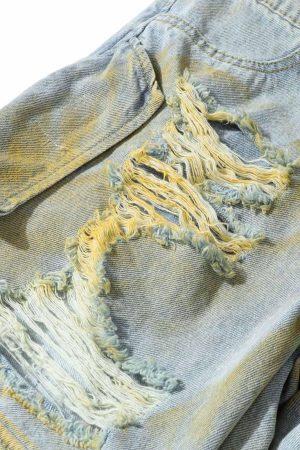 Concert Outfit Distressed Tie-Dye Denim Shorts