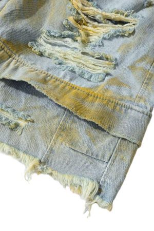 Concert Outfit Distressed Tie-Dye Denim Shorts