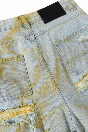Concert Outfit Distressed Tie-Dye Denim Shorts