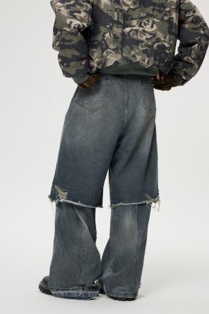 Concert Outfit Distressed Two Layer Baggy Jeans