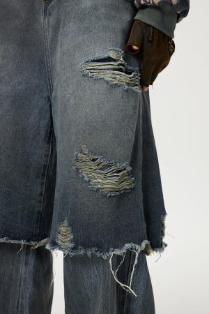 Concert Outfit Distressed Two Layer Baggy Jeans