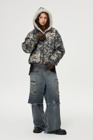 Concert Outfit Distressed Two Layer Baggy Jeans