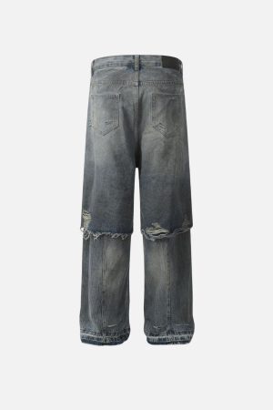 Concert Outfit Distressed Two Layer Baggy Jeans