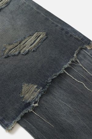 Concert Outfit Distressed Two Layer Baggy Jeans