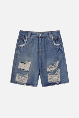 Concert Outfit Distressed Vintage Ripped Jorts