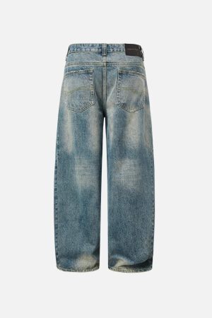 Concert Outfit Distressed Washed Barrel Jeans
