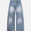 Concert Outfit Distressed Washed Deconstructed Barrel Jeans