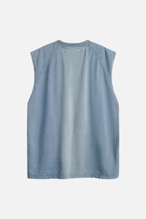 Concert Outfit Distressed Washed Embroidered Gradient Vest