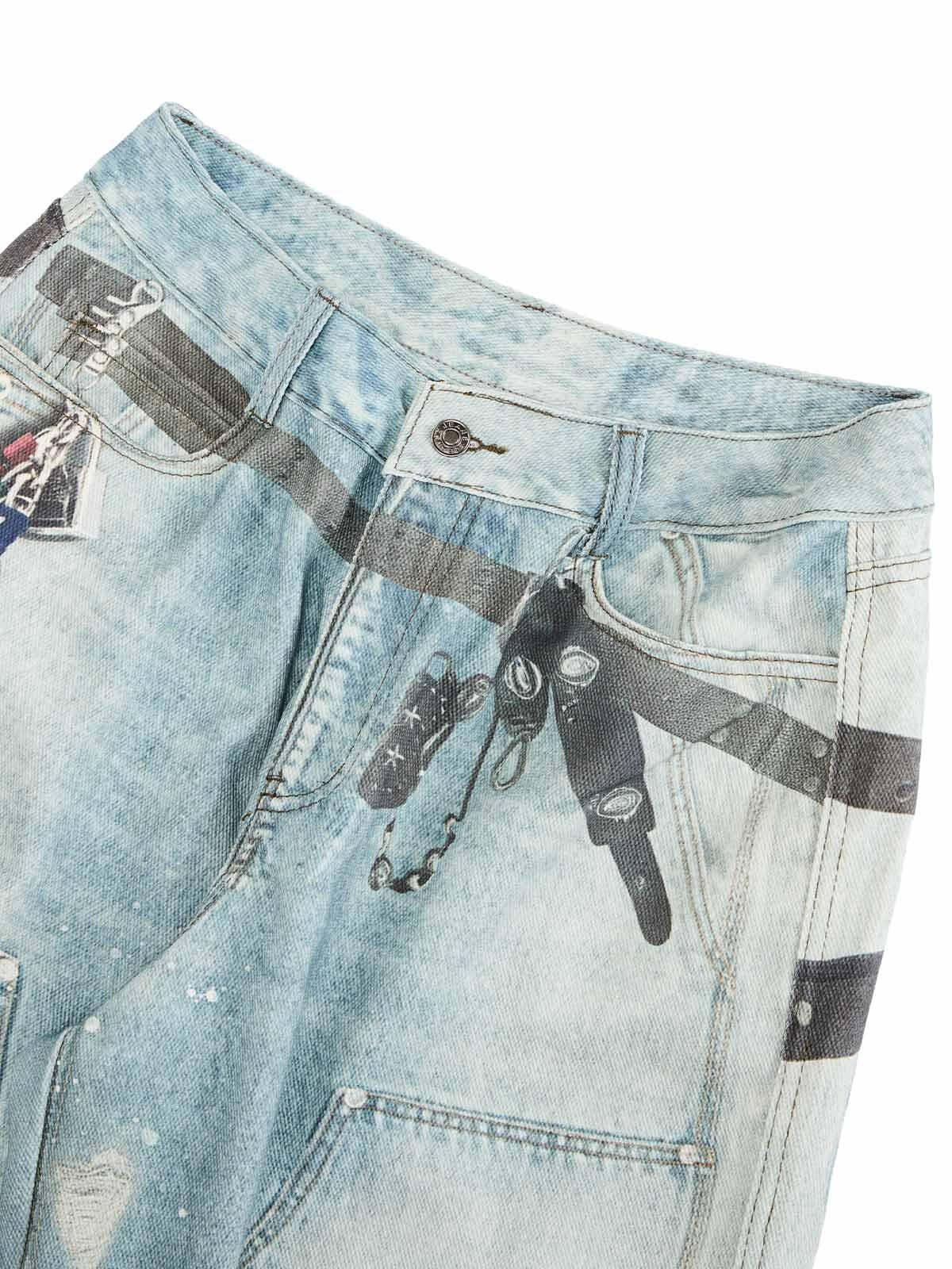 Concert Outfit Distressed Washed Ink-Splashed Chain Print Baggy Jeans Concert Outfit Distressed Washed Ink-Splashed Chain Print Baggy Jeans