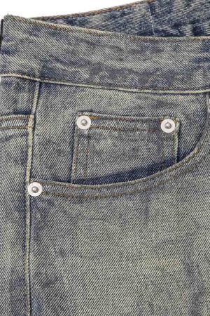 Concert Outfit Distressed Washed Ink Splashed Straight Jeans