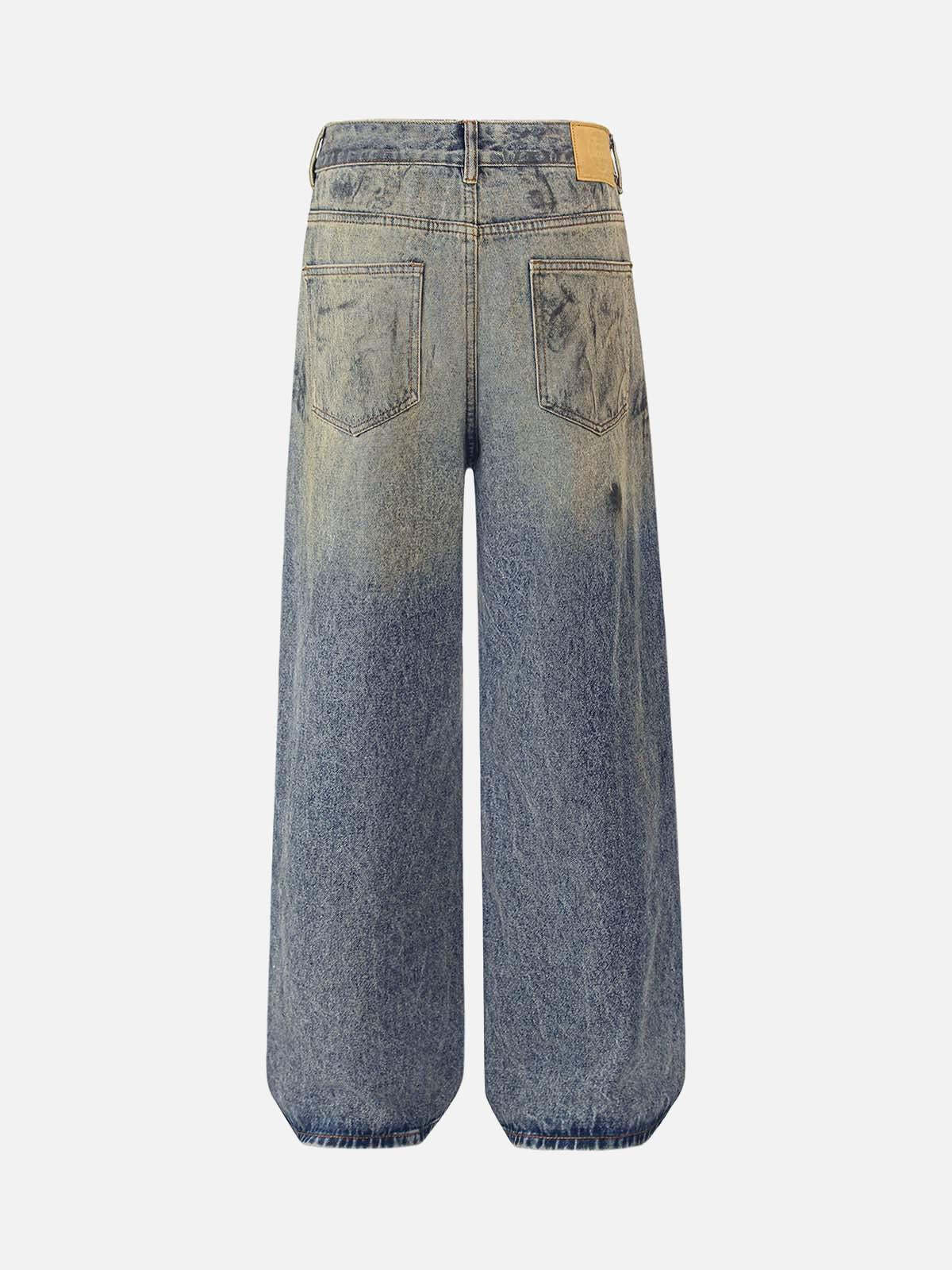 Concert Outfit Distressed Washed Ink Splashed Straight Jeans Concert Outfit Distressed Washed Ink Splashed Straight Jeans