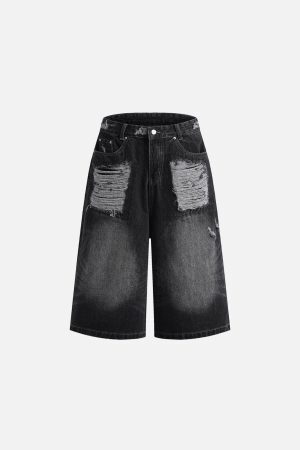 Concert Outfit Distressed Washed Longlie Jorts