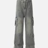 Concert Outfit Distressed Washed Multi-Pocket Cargo Jeans