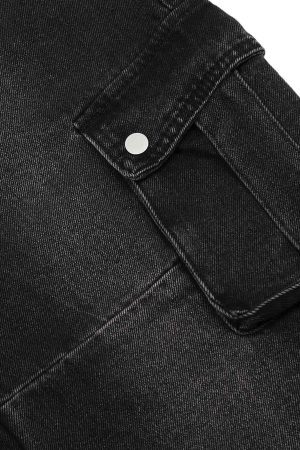 Concert Outfit Distressed Washed Multi-Pocket Cargo Jeans