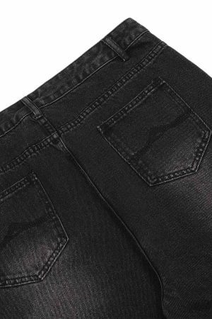 Concert Outfit Distressed Washed Multi-Pocket Cargo Jeans