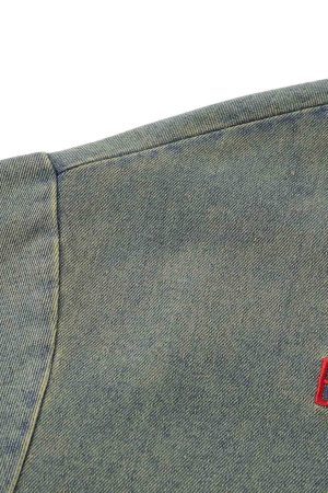 Concert Outfit Distressed Washed Patchwork Gradient Denim T-Shirt