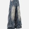 Concert Outfit Distressed Washed Pleated Jeans