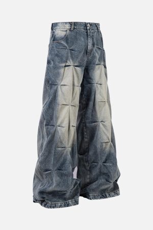 Concert Outfit Distressed Washed Pleated Jeans