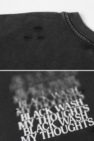 Concert Outfit Distressed Washed Ripped Tee