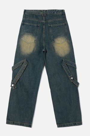 Concert Outfit Distressed Washed Stitching Jeans