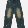 Concert Outfit Distressed Washed Stitching Jeans