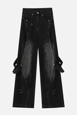 Concert Outfit Distressed Washed Stitching Jeans