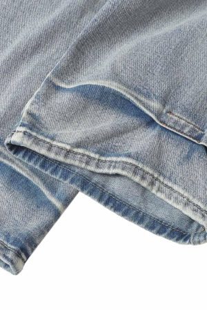 Concert Outfit Distressed Washed Whisker Pleated Barrel Jeans
