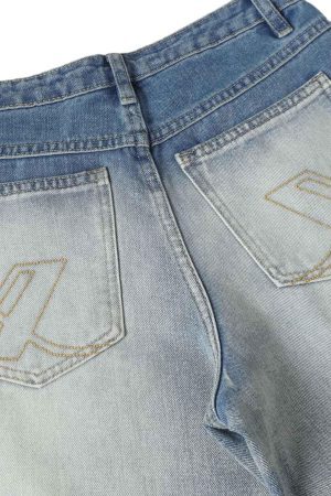 Concert Outfit Distressed Washed Whisker Pleated Barrel Jeans