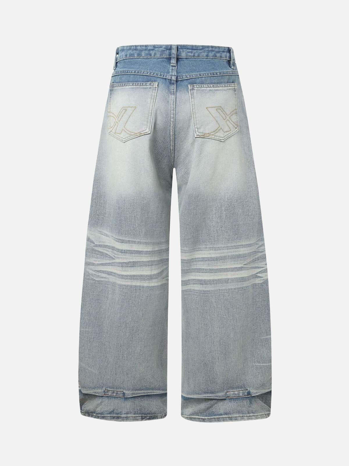 Concert Outfit Distressed Washed Whisker Pleated Barrel Jeans Concert Outfit Distressed Washed Whisker Pleated Barrel Jeans