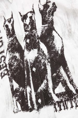 Concert Outfit Doberman Print Short Sleeve Shirt