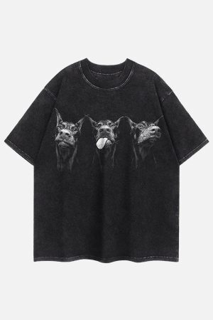 Concert Outfit Doberman Print Washed Vintage T-Shirt