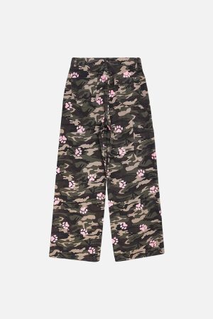 Concert Outfit Dog Paw Print Camouflage Pants