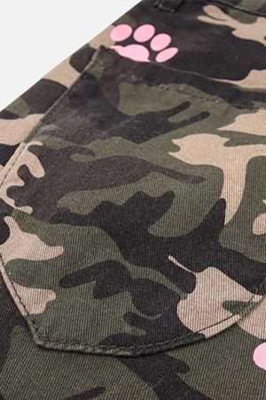 Concert Outfit Dog Paw Print Camouflage Pants
