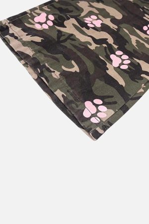 Concert Outfit Dog Paw Print Camouflage Pants