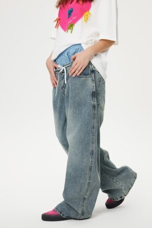 Concert Outfit Double Waist Loose Sagging Jeans