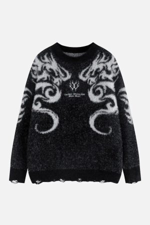 Concert Outfit Dragon Mohair Jacquard Sweater
