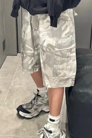Concert Outfit Drawstring Camouflage Cargo Shorts