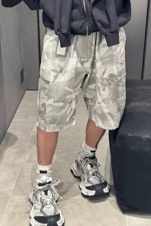 Concert Outfit Drawstring Camouflage Cargo Shorts