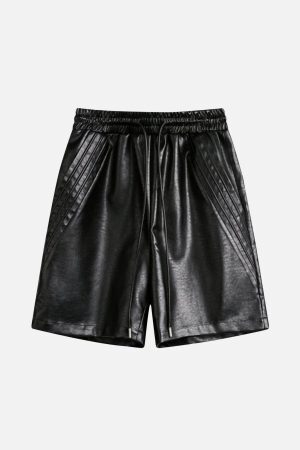 Concert Outfit Drawstring Faux Leather Shorts