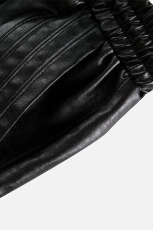 Concert Outfit Drawstring Faux Leather Shorts