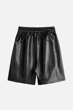 Concert Outfit Drawstring Faux Leather Shorts