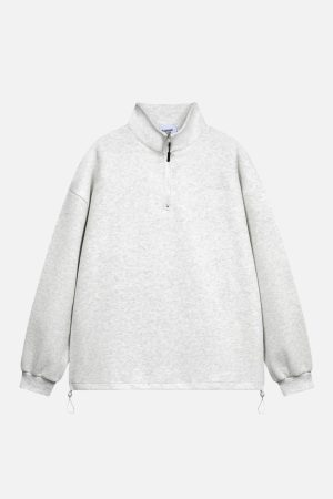 Concert Outfit Drawstring Hem Stand Collar Sweatshirt