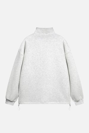 Concert Outfit Drawstring Hem Stand Collar Sweatshirt