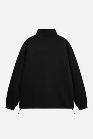Concert Outfit Drawstring Hem Stand Collar Sweatshirt