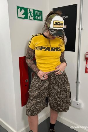 Concert Outfit Drawstring Leopard Print Shorts