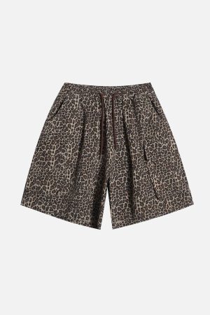 Concert Outfit Drawstring Leopard Print Shorts