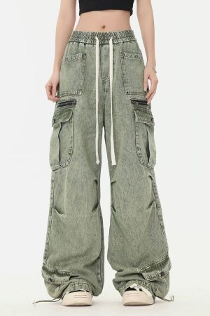 Concert Outfit Drawstring Loose Cargo Jeans