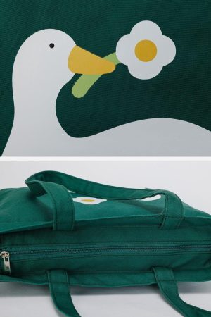 Concert Outfit Duck Flower Canvas Bag