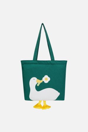 Concert Outfit Duck Flower Canvas Bag